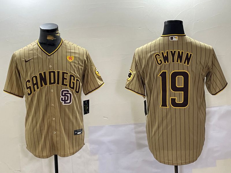 Men San Diego Padres #19 Gwynn Browm Stripe Game 2024 Nike MLB Jersey style 9->indianapolis colts->NFL Jersey